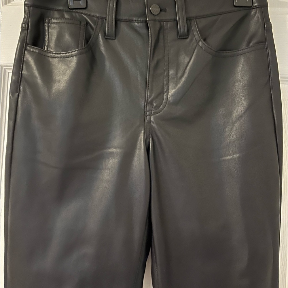J. Crew Factory Black Faux Leather Straight Leg Pants